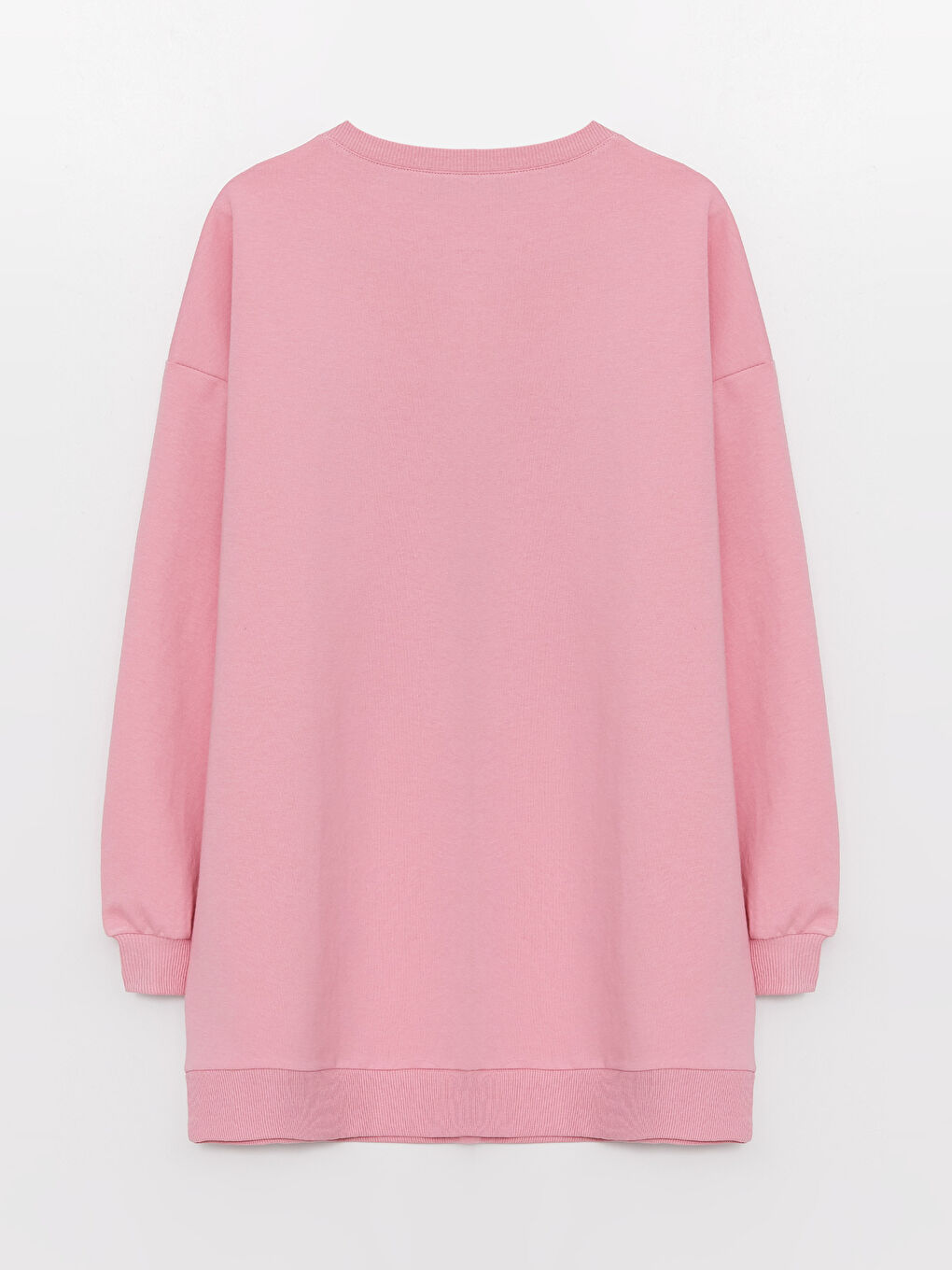 Pembe Kadın Bisiklet Yaka Baskılı Uzun Kollu Sweatshirt Tunik-6