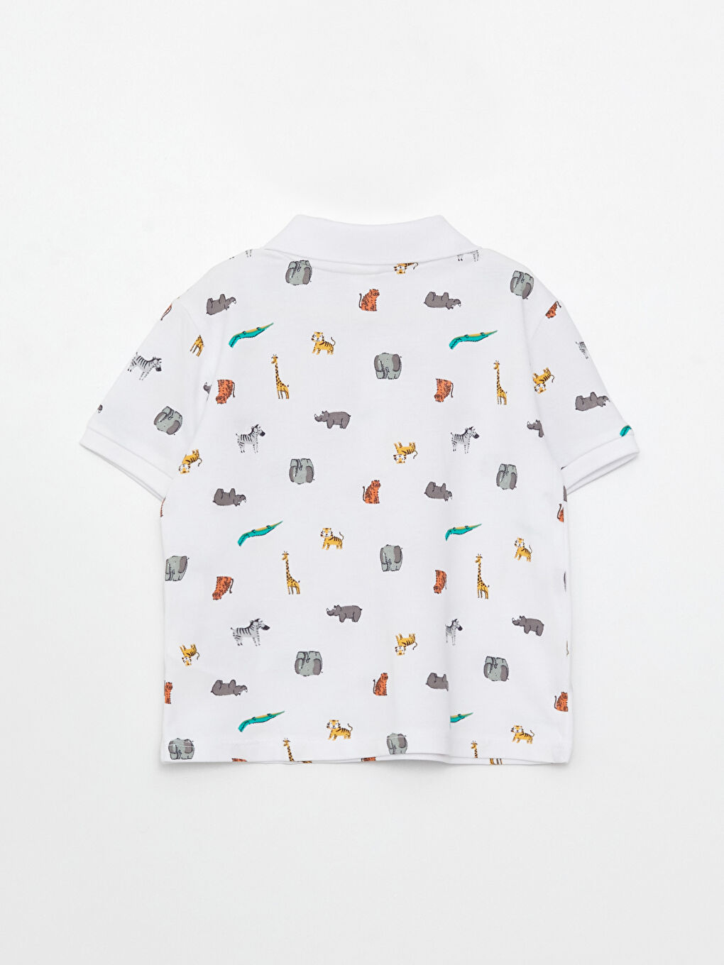 Beyaz Polo Yaka Kısa Kollu Erkek Bebek Tişört-1