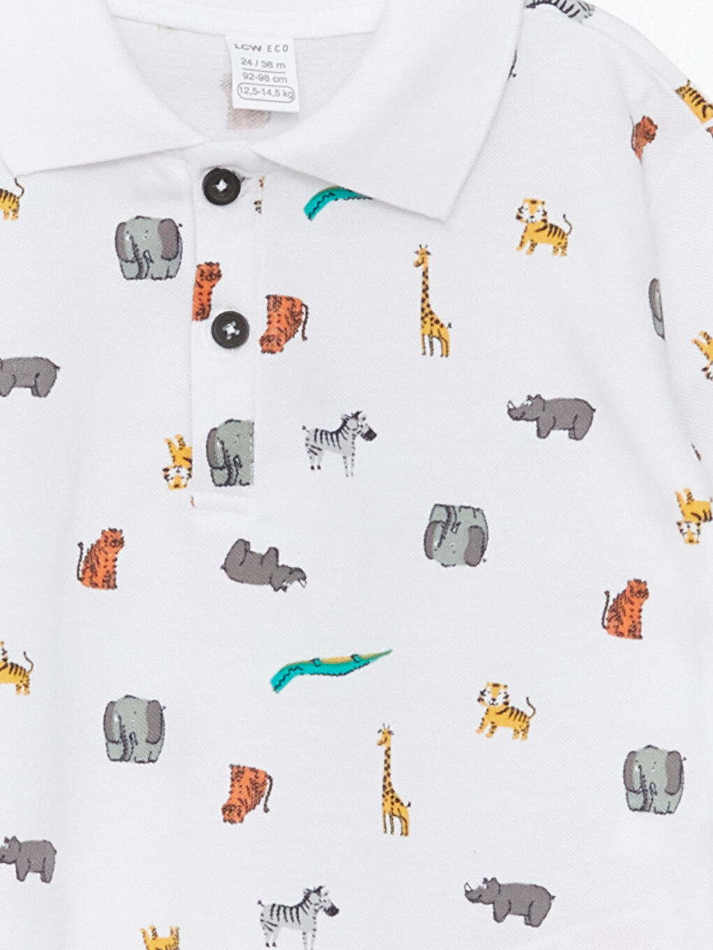 Beyaz Polo Yaka Kısa Kollu Erkek Bebek Tişört-2