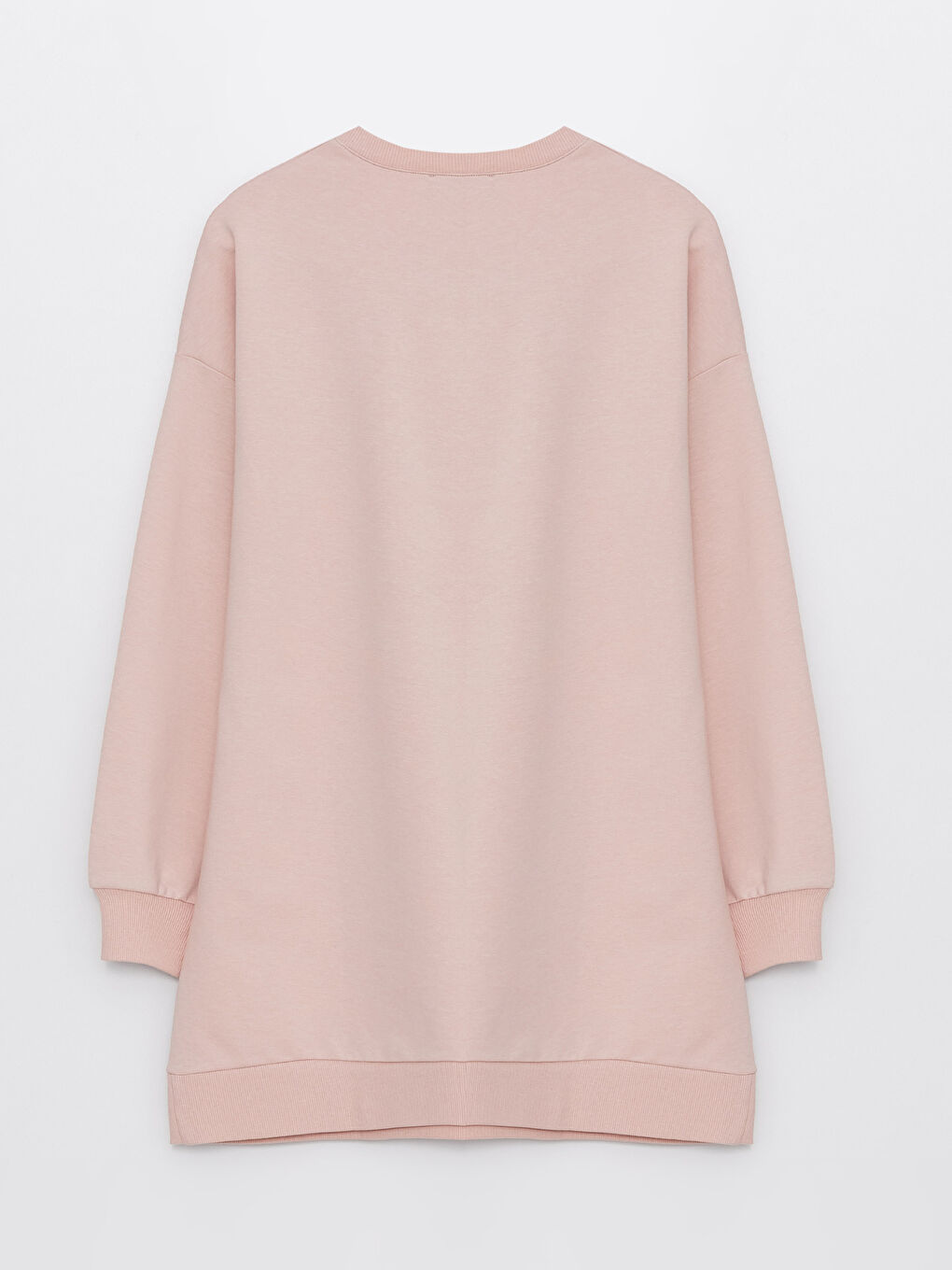 Pembe Bisiklet Yaka Baskılı Uzun Kollu Oversize Kadın Sweatshirt Tunik-6