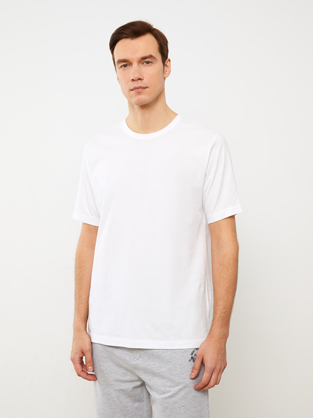 Crew Neck Short Sleeve Cotton Men's Undershirt-1