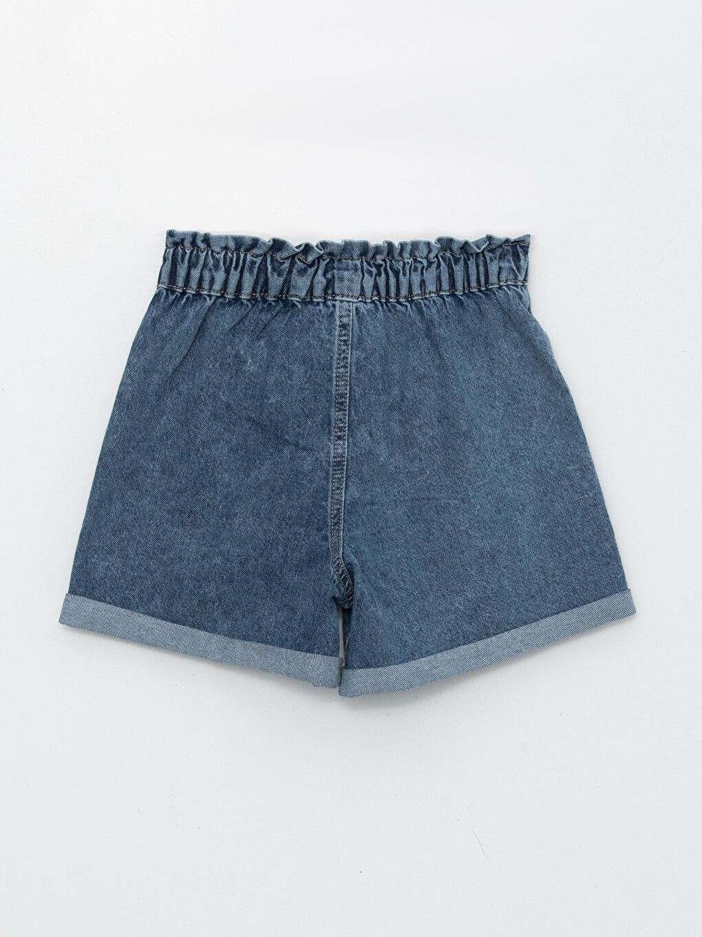 Mavi Beli Lastikli Kız Çocuk Jean Şort-1