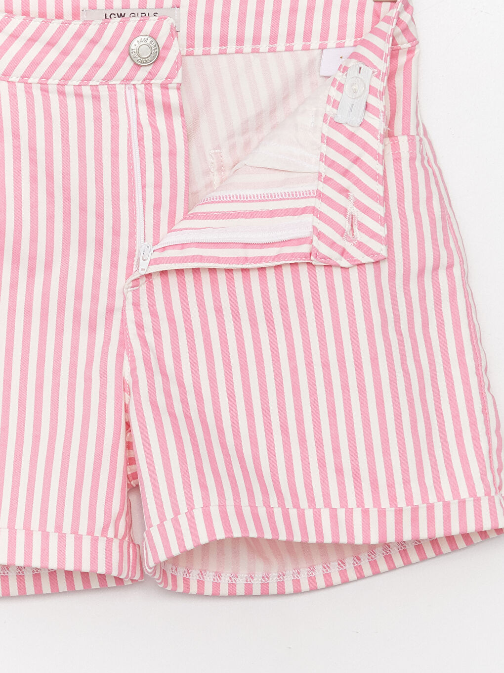 Pembe Çizgili Kız Çocuk Şort-2