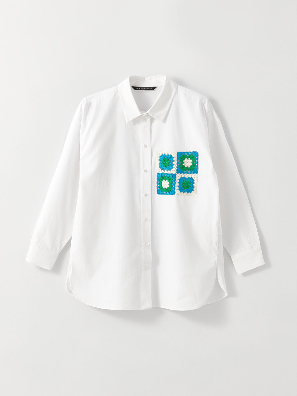 Ekru Desenli Uzun Kollu Kadın Gömlek-5