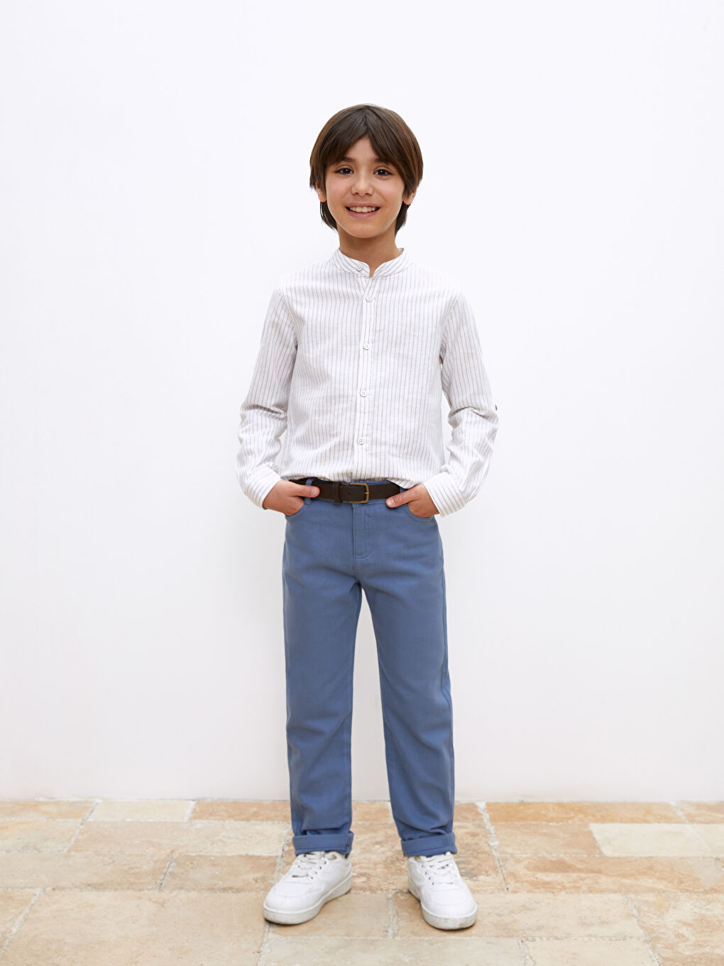 Mavi Beli Ayarlanabilir Lastikli Erkek Çocuk Pantolon