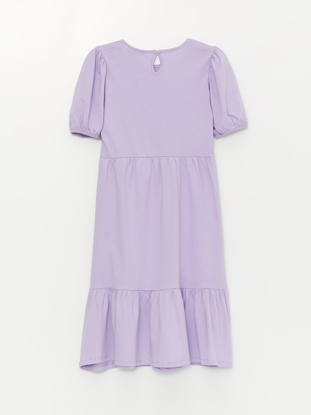 Crew Neck Printed Short Sleeve Girls' Dress-1