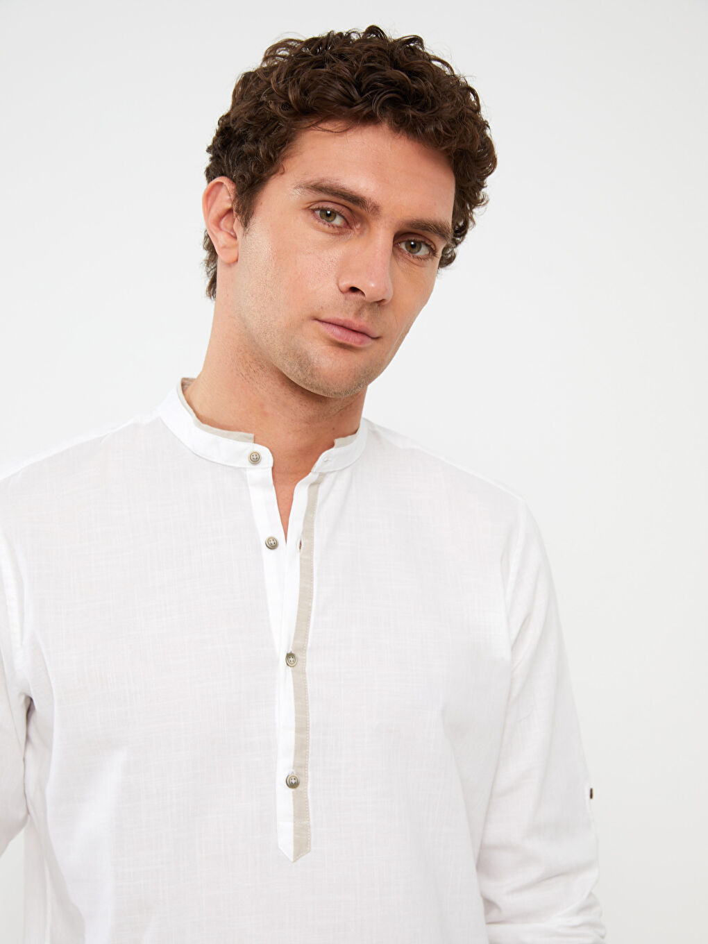 Cămașă Slim Fit cu Mânecă Lungă din Poplin pentru Bărbați-1