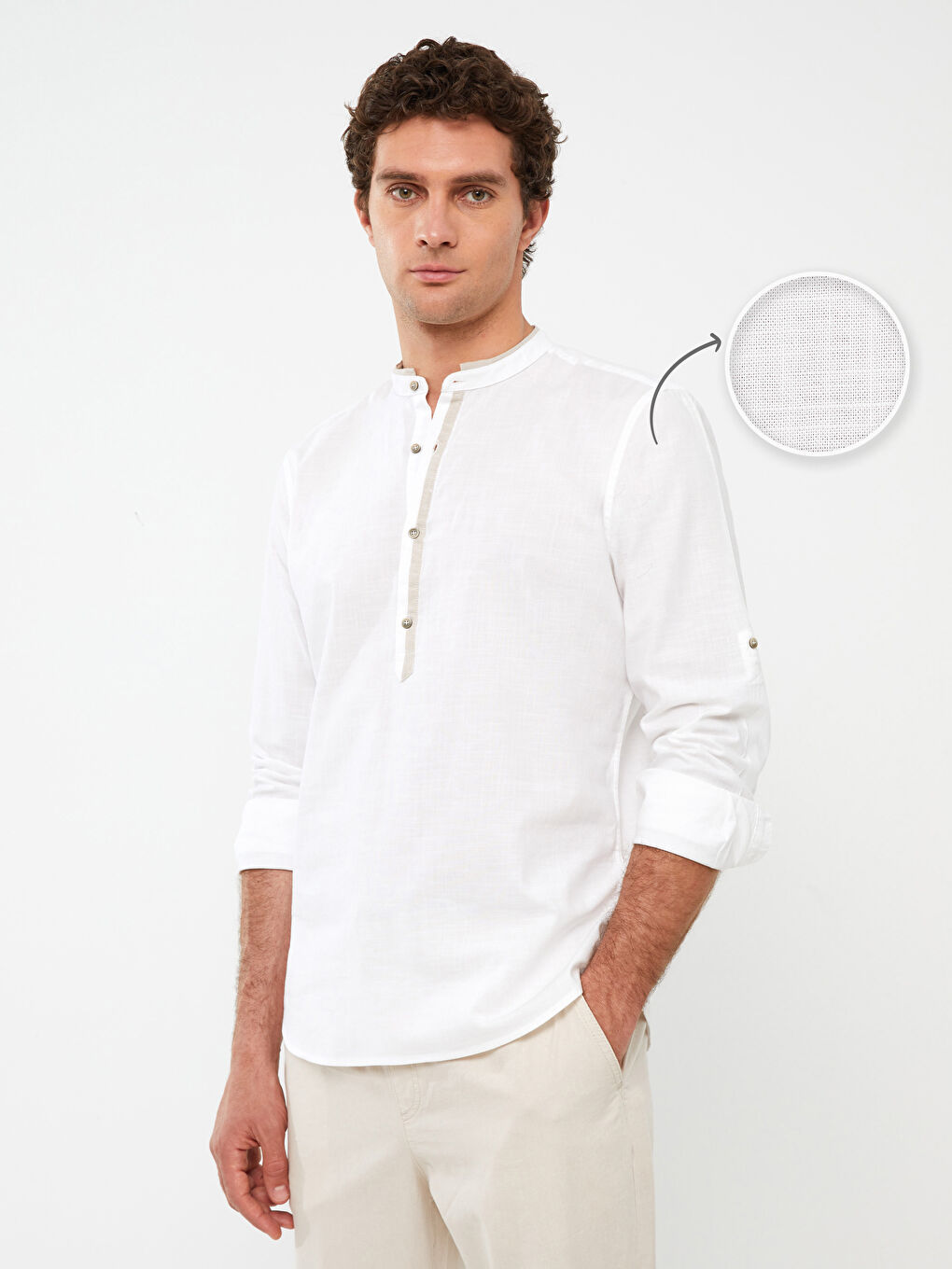 Cămașă Slim Fit cu Mânecă Lungă din Poplin pentru Bărbați