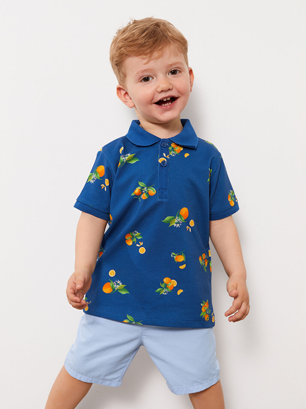 Polo Neck Short Sleeve Printed Baby Boys' T-Shirt