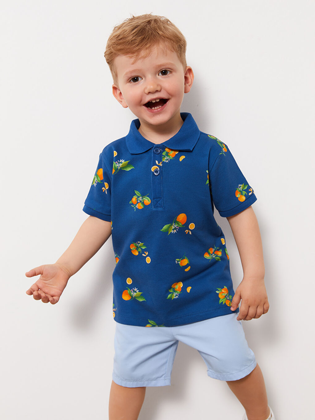 Polo Neck Short Sleeve Printed Baby Boys' T-Shirt-1