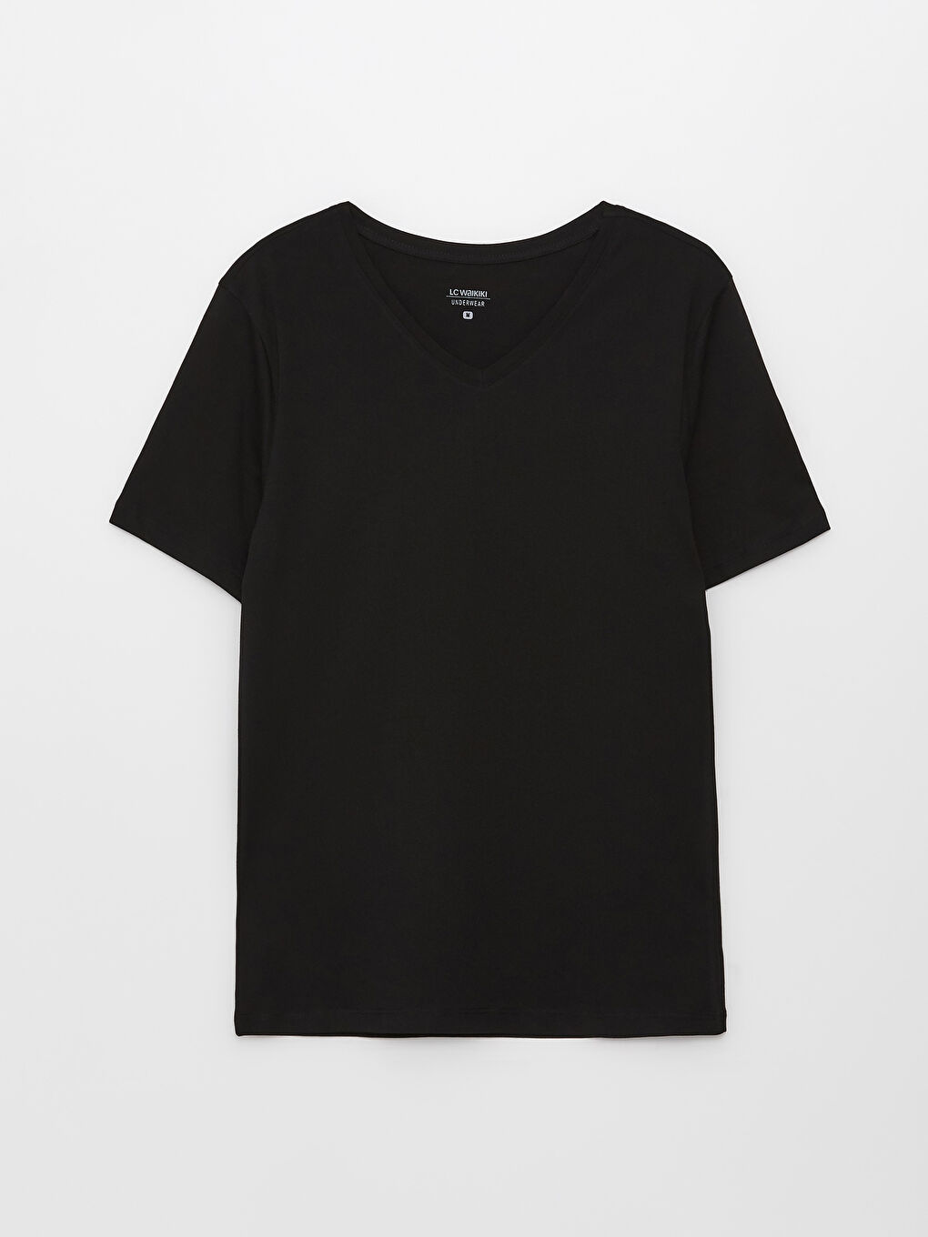 Siyah V Yaka Kısa Kollu Erkek Atlet-5