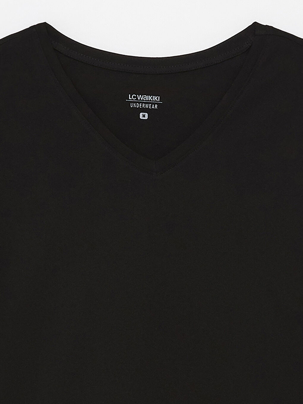 Siyah V Yaka Kısa Kollu Erkek Atlet-7