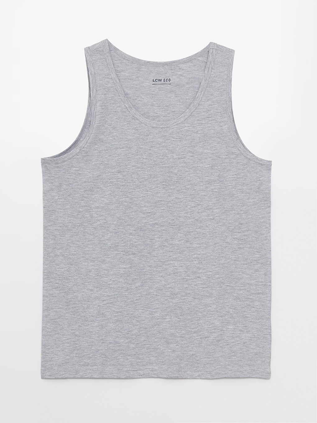 Gri Bisiklet Yaka Kolsuz Penye Erkek Atlet-5