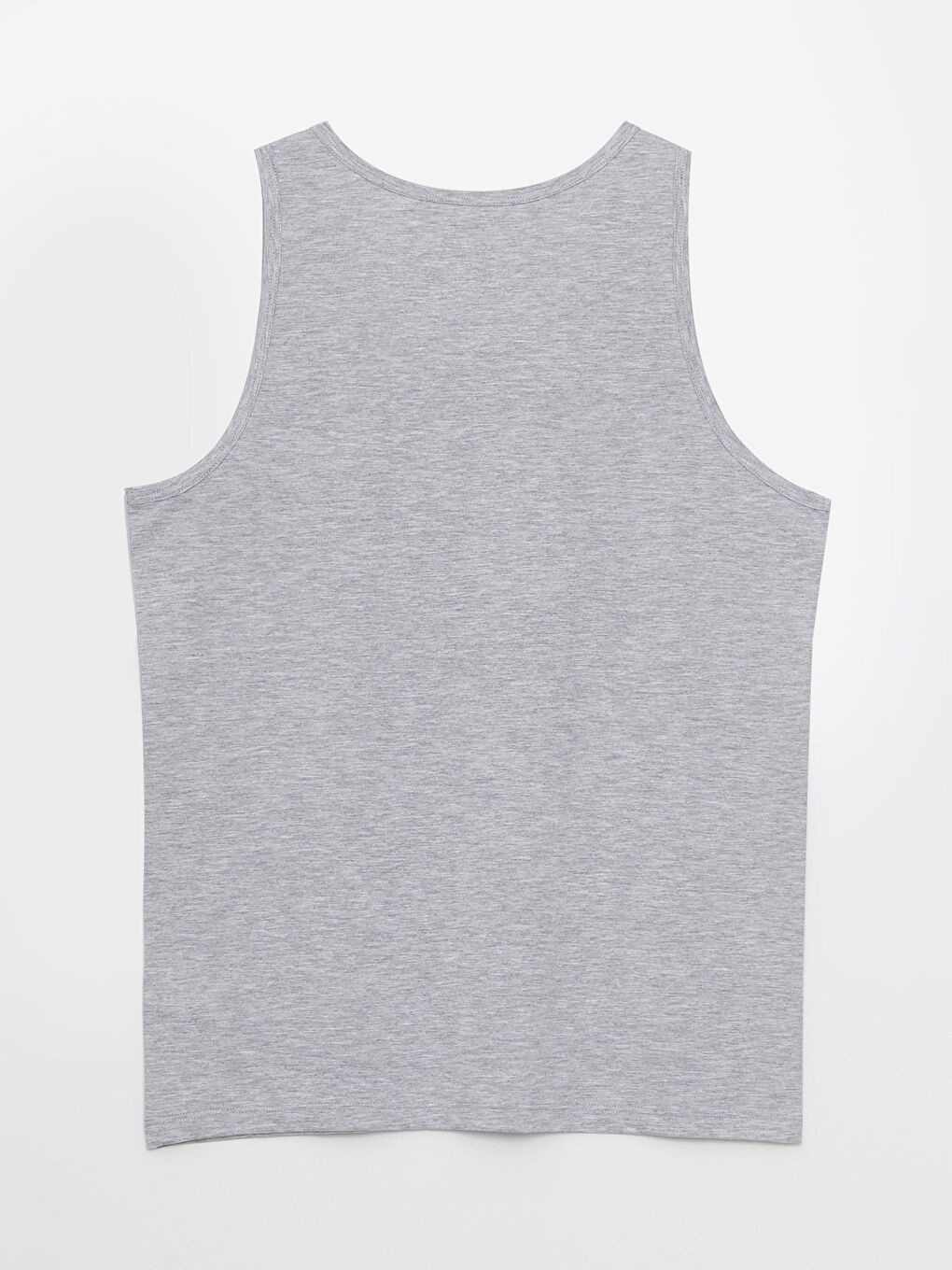 Gri Bisiklet Yaka Kolsuz Penye Erkek Atlet-6