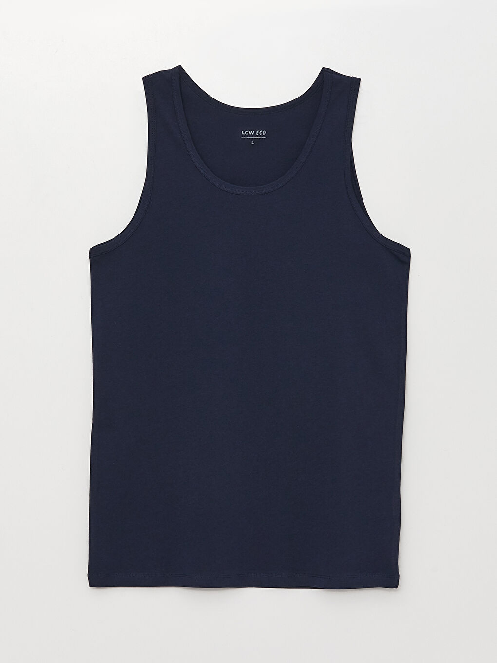 Lacivert Bisiklet Yaka Kolsuz Penye Erkek Atlet-4