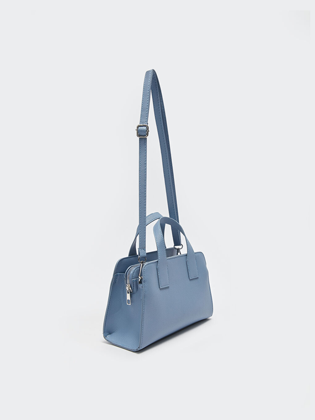 Mavi Deri Görünümlü Kadın Tote Çanta-4