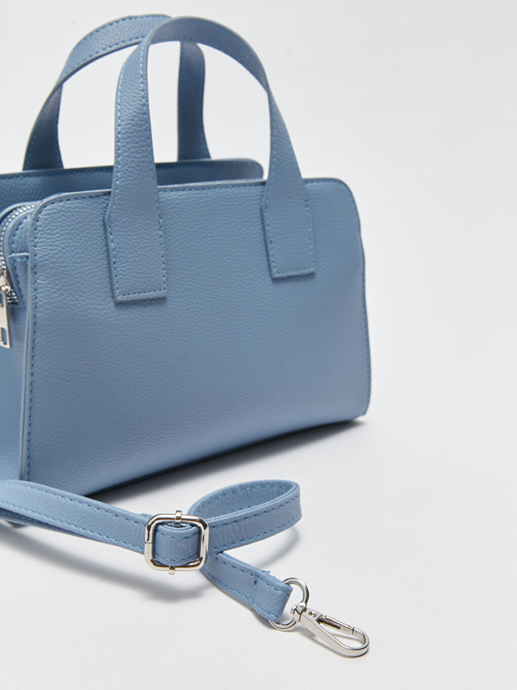 Mavi Deri Görünümlü Kadın Tote Çanta-5