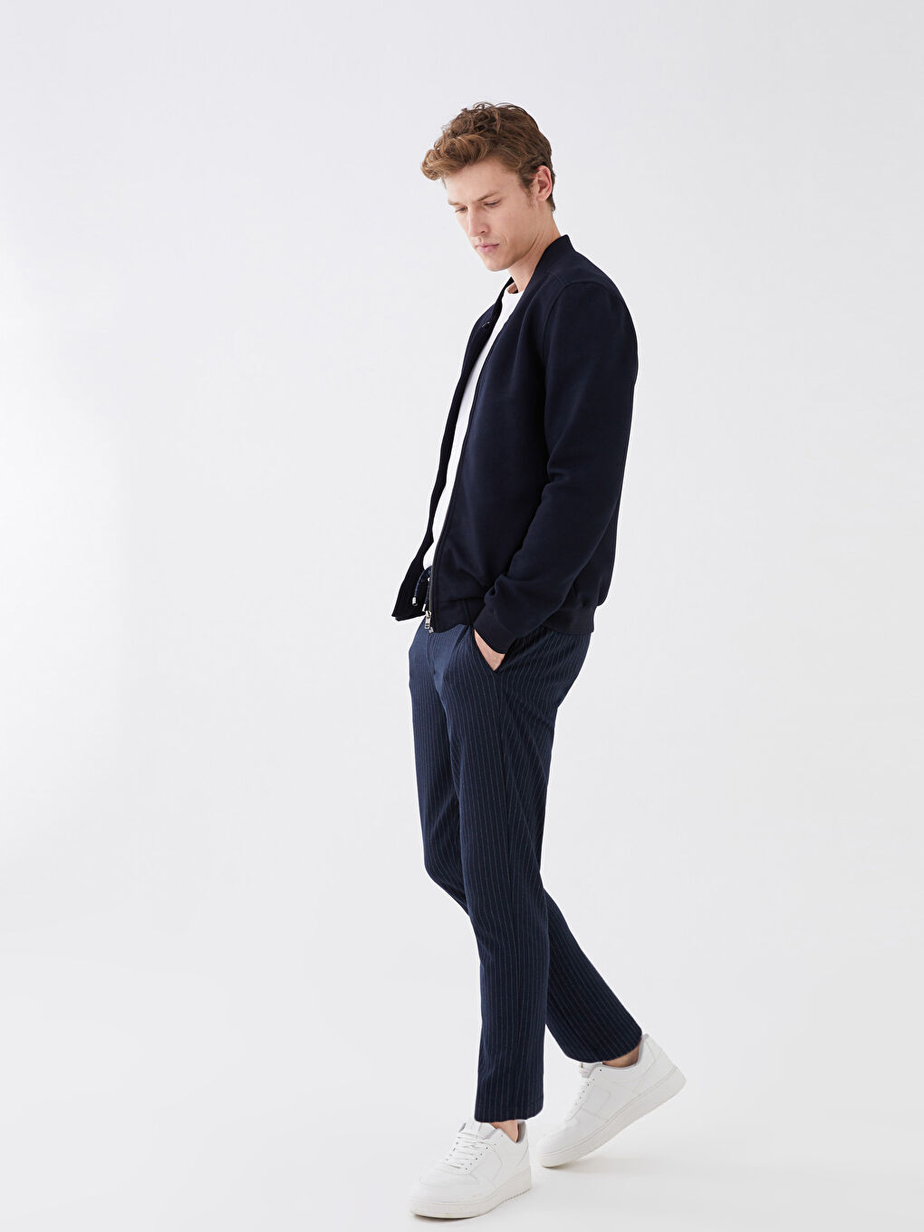 Lacivert Dar Kalıp Erkek Chino Pantolon