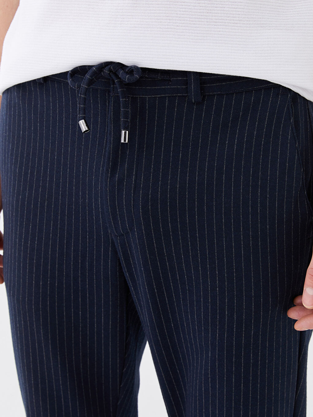 Lacivert Dar Kalıp Erkek Chino Pantolon-3