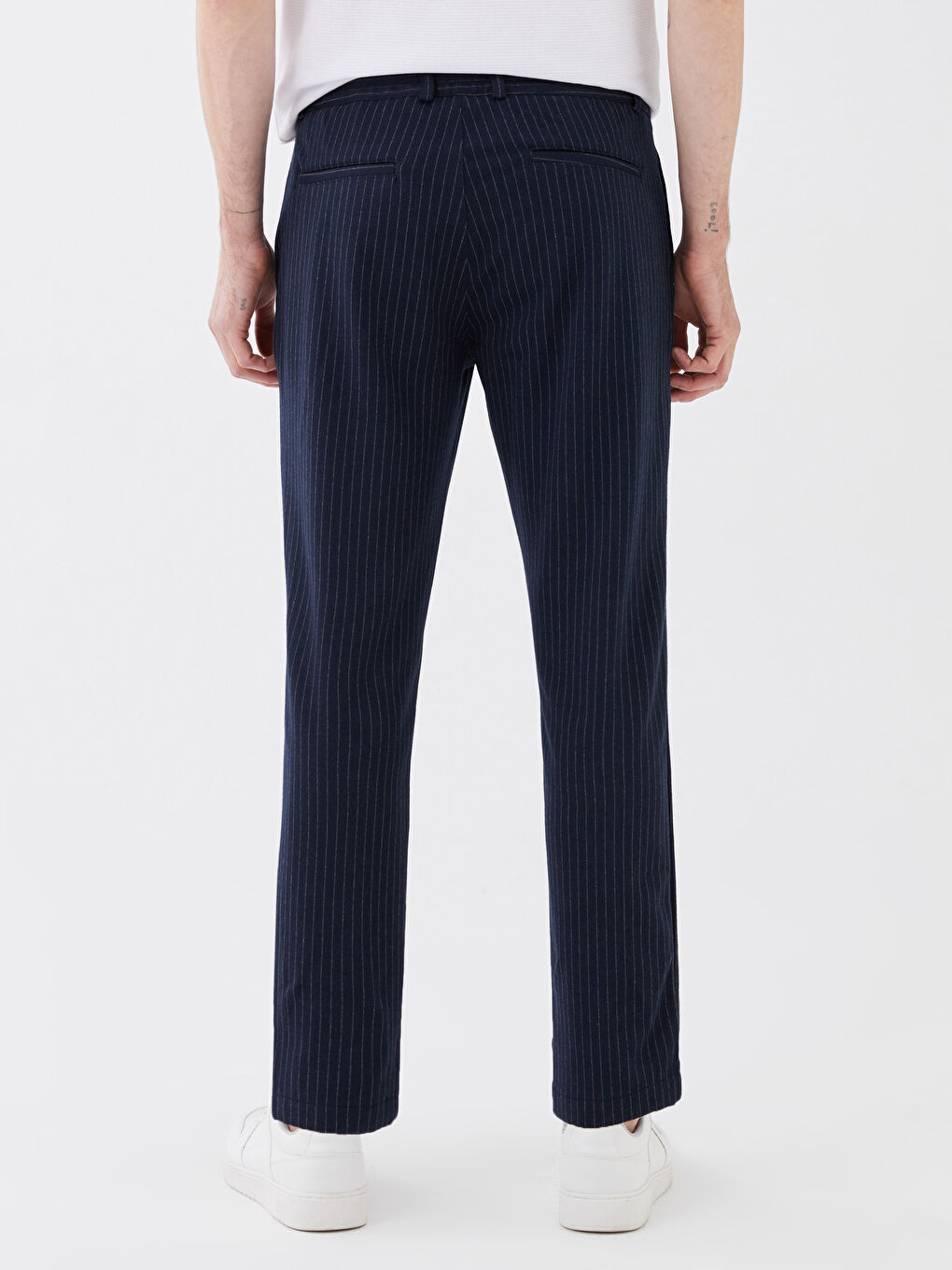 Lacivert Dar Kalıp Erkek Chino Pantolon-4