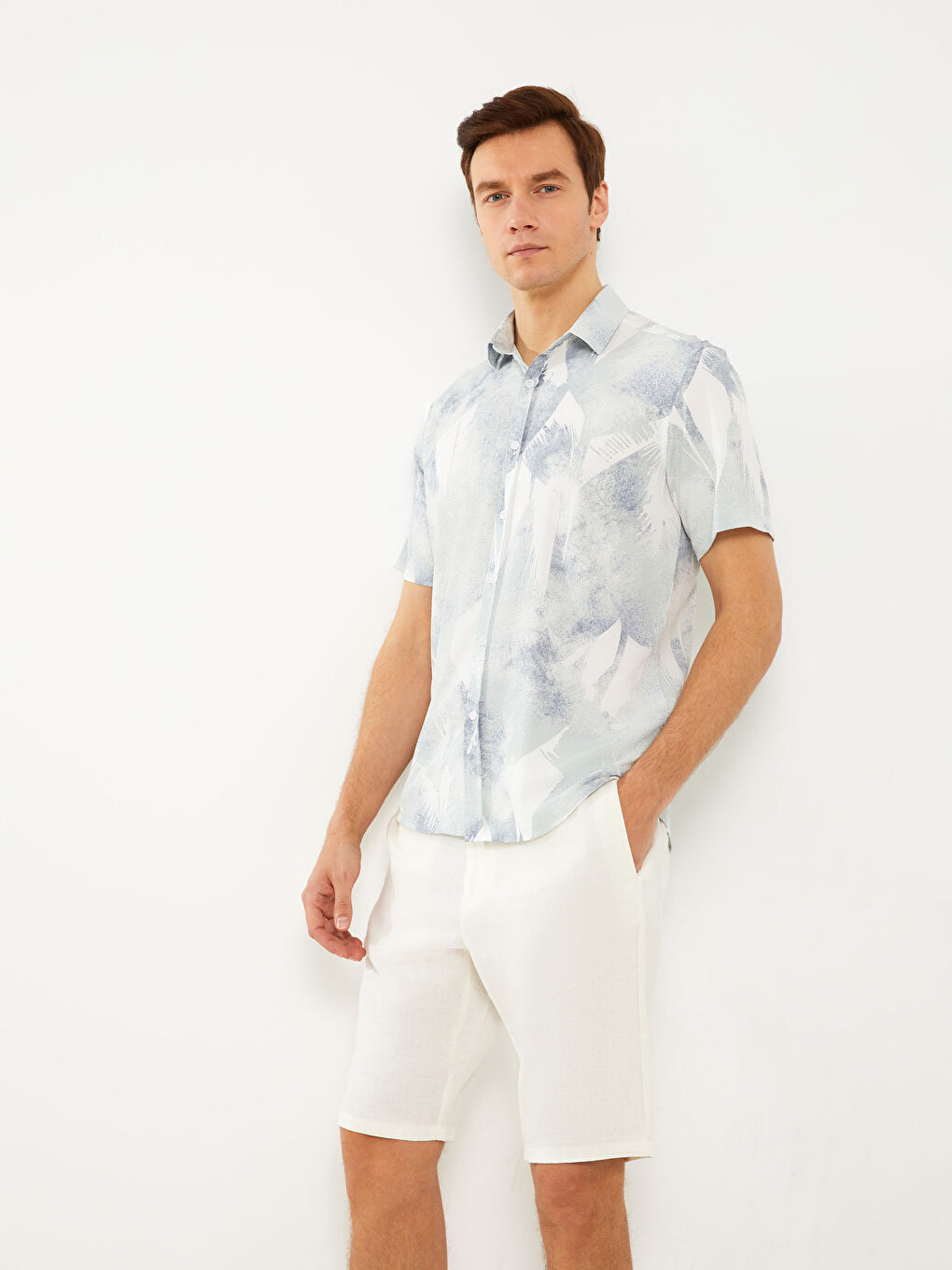 Slim Fit Linen Blended Mens Bermuda Shorts -S3FF76Z8-SZQ