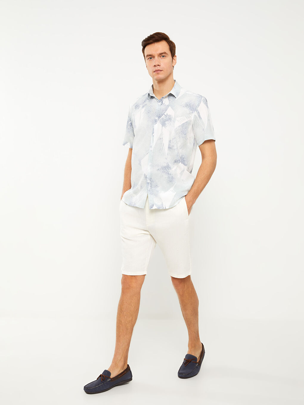 Slim Fit Linen Blended Mens Bermuda Shorts -S3FF76Z8-SZQ