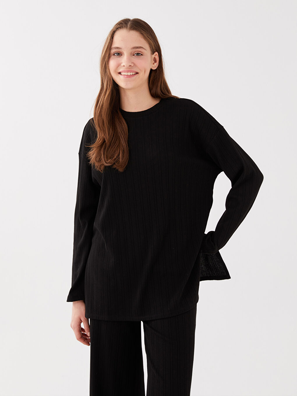 LCW Vision Crew Neck Plain Long Sleeve Women's T-Shirt -S3FF78Z8-CVL