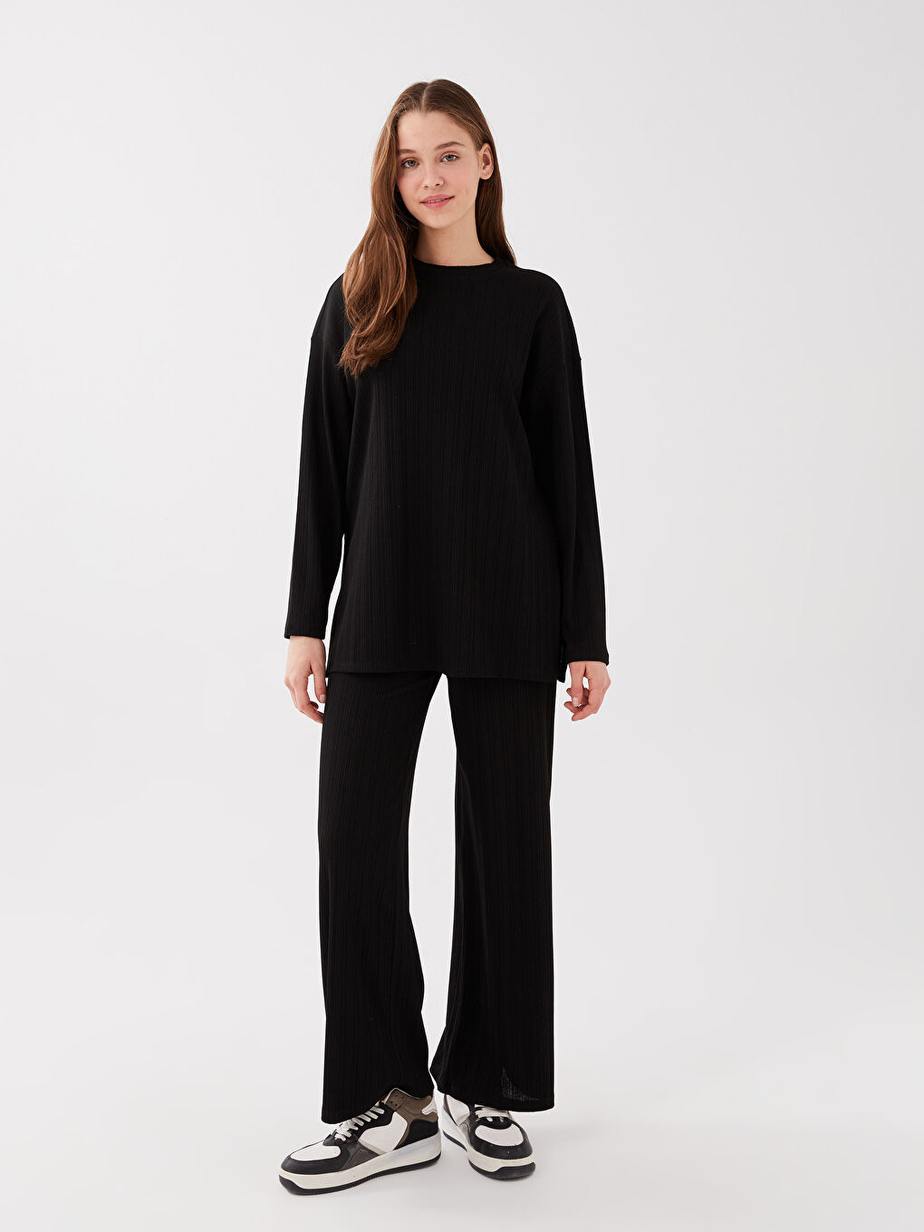 LCW Vision Crew Neck Plain Long Sleeve Women's T-Shirt -S3FF78Z8-CVL
