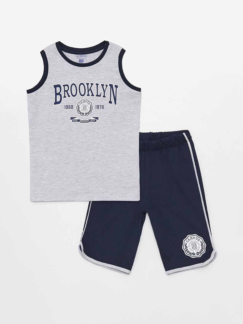 Crew Neck Printed Boys' Shorts Pyjamas Set
