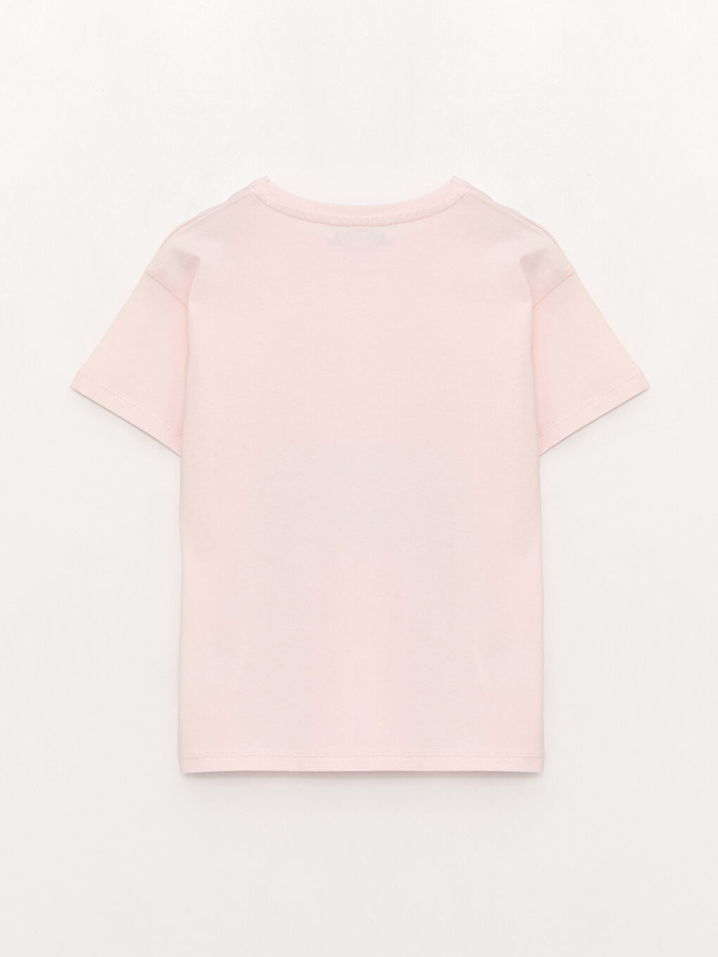 Pembe Bisiklet Yaka K-Pop Baskılı Kısa Kollu Pamuklu Kız Çocuk Tişört-1