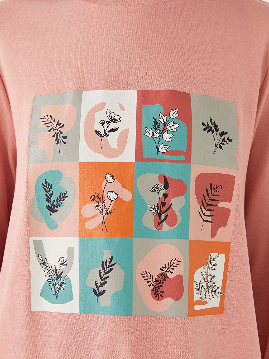 Crew Neck Printed Long Sleeve Women's Sweatshirt Tunic-3