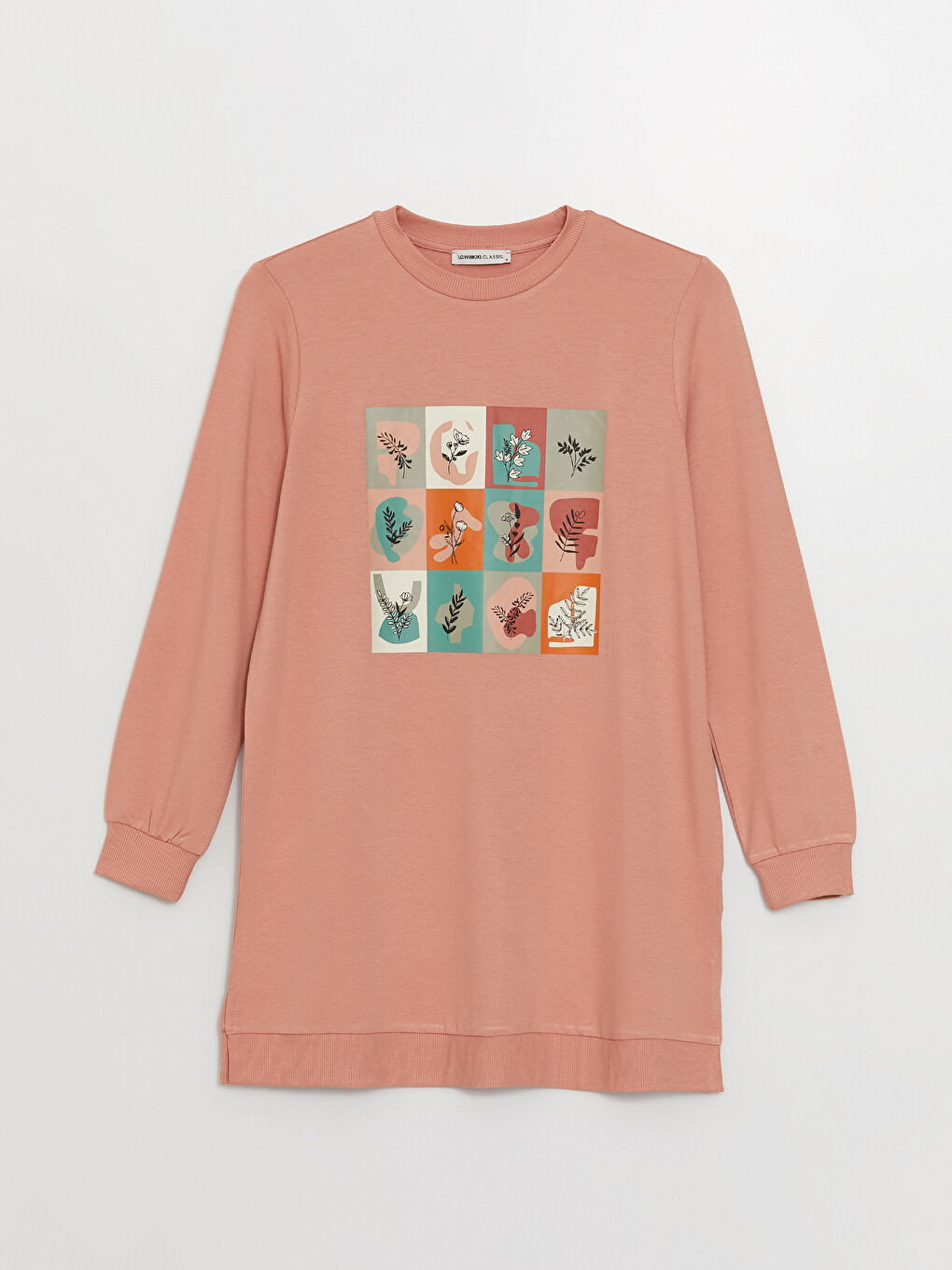 Crew Neck Printed Long Sleeve Women's Sweatshirt Tunic-5