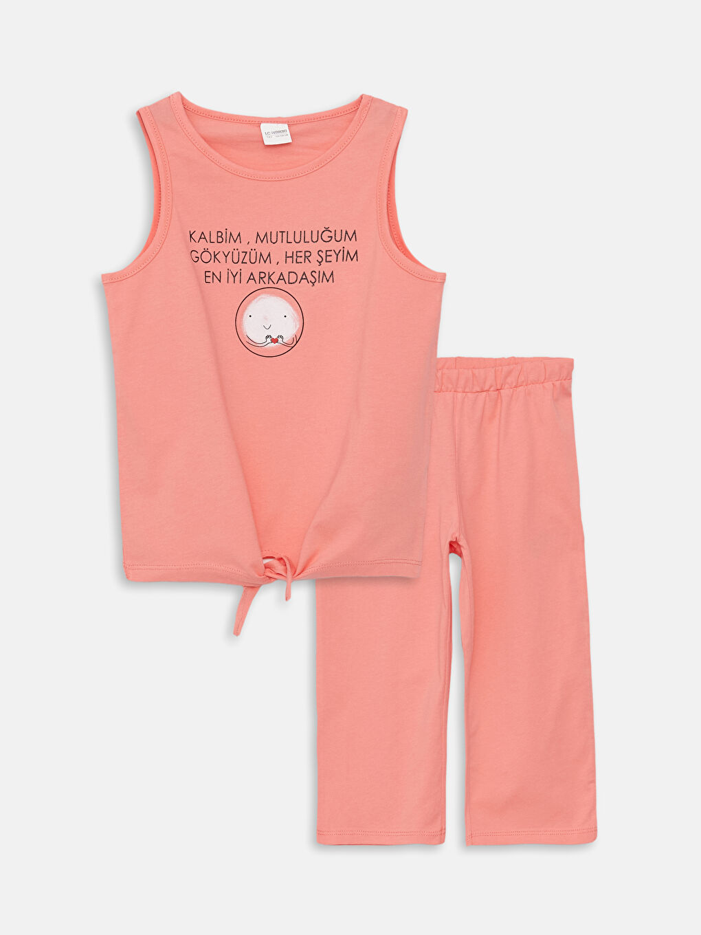 Mercan Bisiklet Yaka Kız Çocuk Pijama Takım