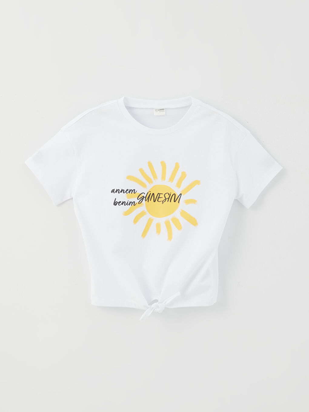 Beyaz Bisiklet Yaka Baskılı Kısa Kollu Kız Çocuk Şortlu Pijama Takımı-1