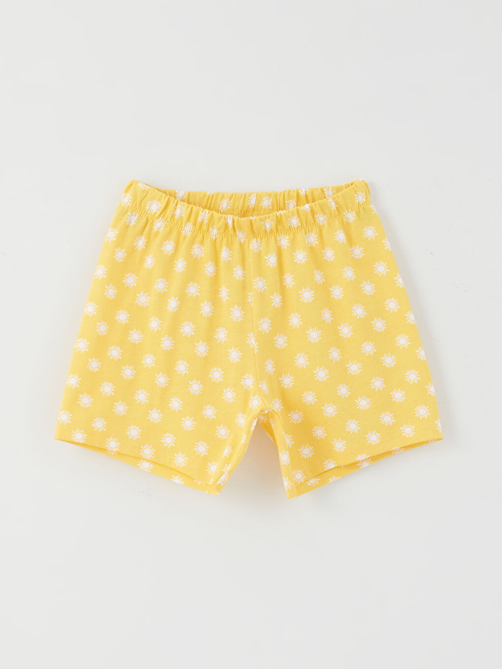 Beyaz Bisiklet Yaka Baskılı Kısa Kollu Kız Çocuk Şortlu Pijama Takımı-2