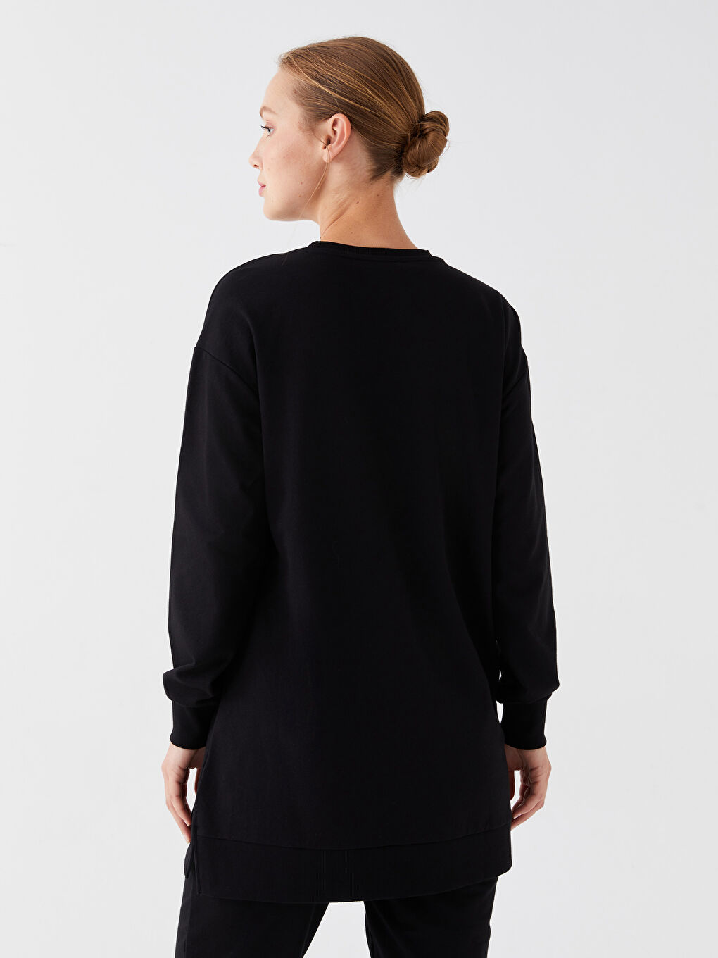 Crew Neck Embroidered Long Sleeve Oversize Women's Sweatshirt Tunic-4