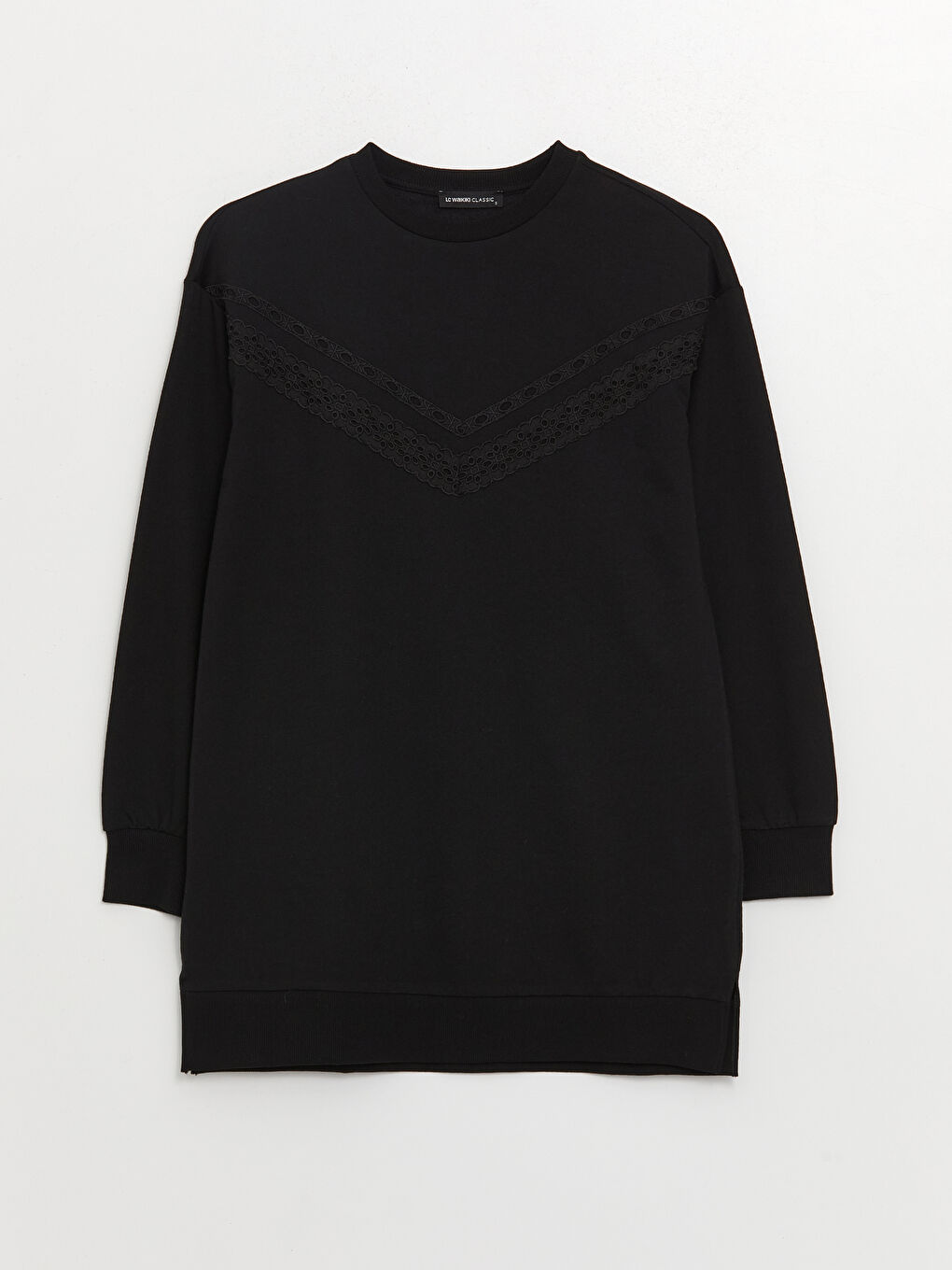 Crew Neck Embroidered Long Sleeve Oversize Women's Sweatshirt Tunic-5