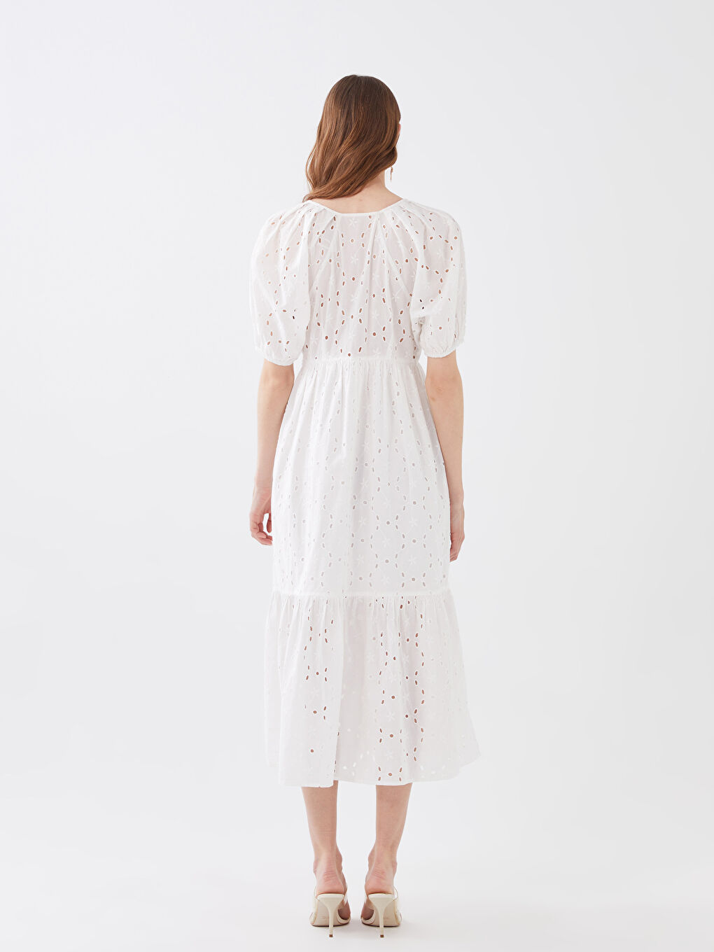 LCW Vision V-Neck Self-Patterned Short Sleeve Women's Dress -S3FH10Z8-E5X