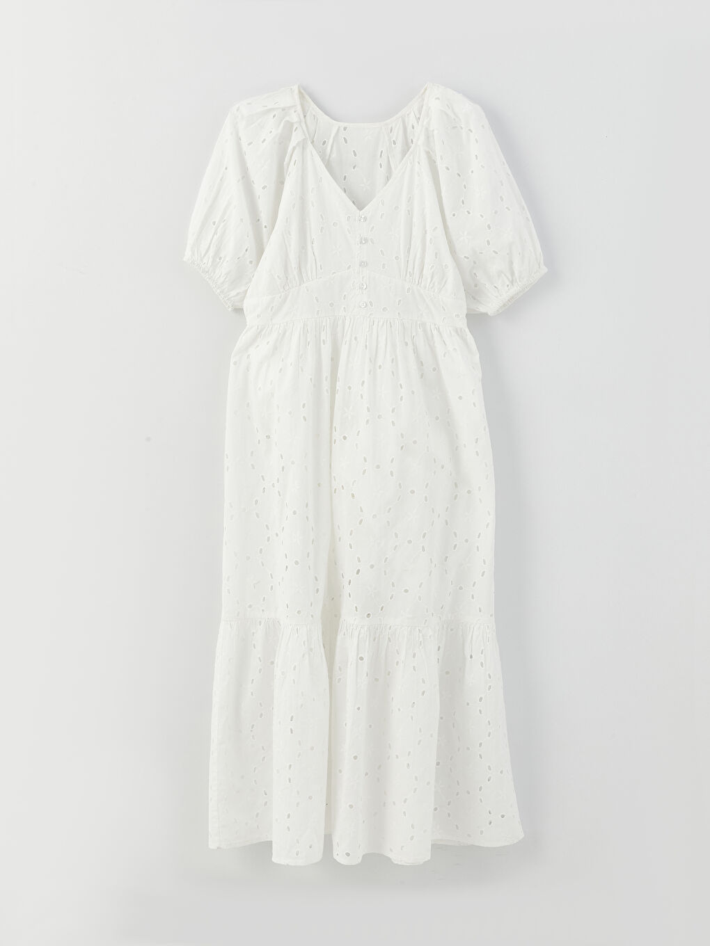 LCW Vision V-Neck Self-Patterned Short Sleeve Women's Dress -S3FH10Z8-E5X