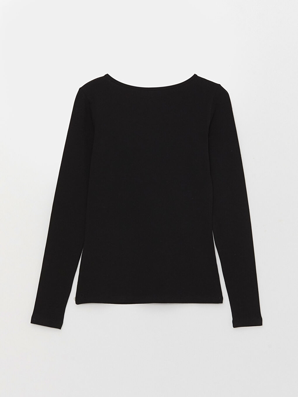 Әйелдерге арналған ұзын жеңді өрнексіз дөңгелек жағалы футболка-6