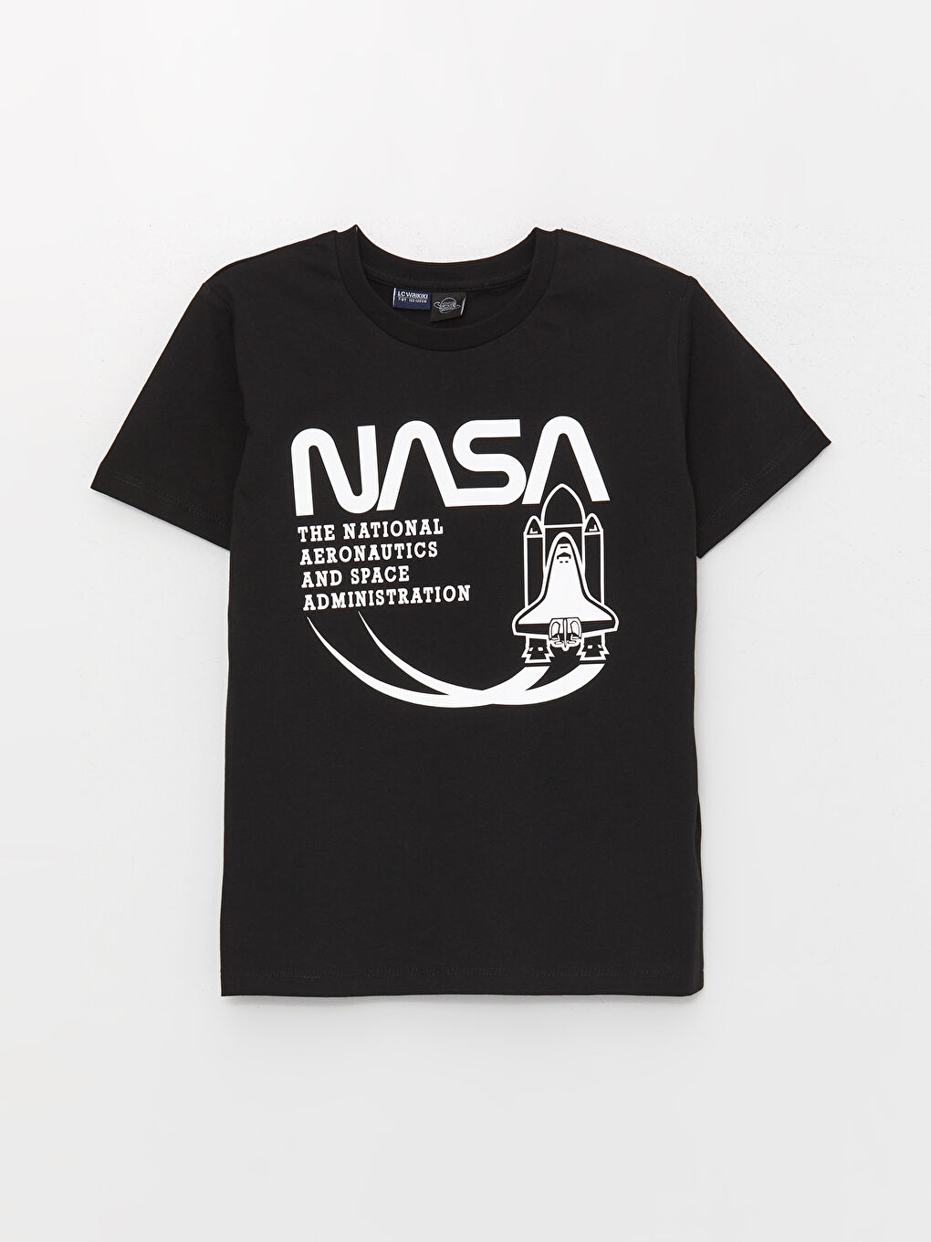 تيشيرت ياقة دائرية مطبوع ناسا كم قصير للأولاد