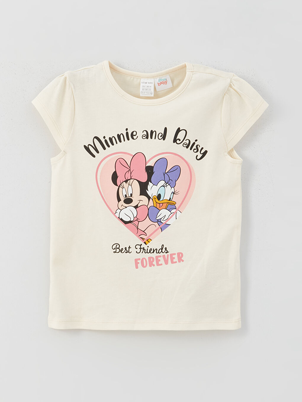 Ekru Bisiklet Yaka Minnie Mouse Baskılı Kız Bebek Pijama Takımı-1