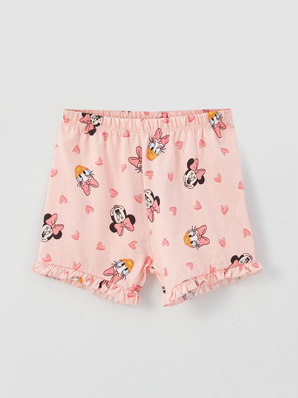 Ekru Bisiklet Yaka Minnie Mouse Baskılı Kız Bebek Pijama Takımı-2
