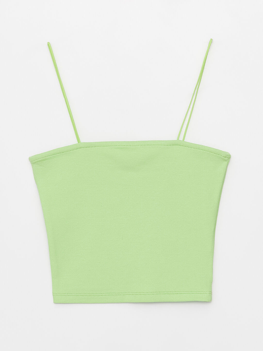 Yeşil Kare Yaka Düz Askılı Kadın Crop-5