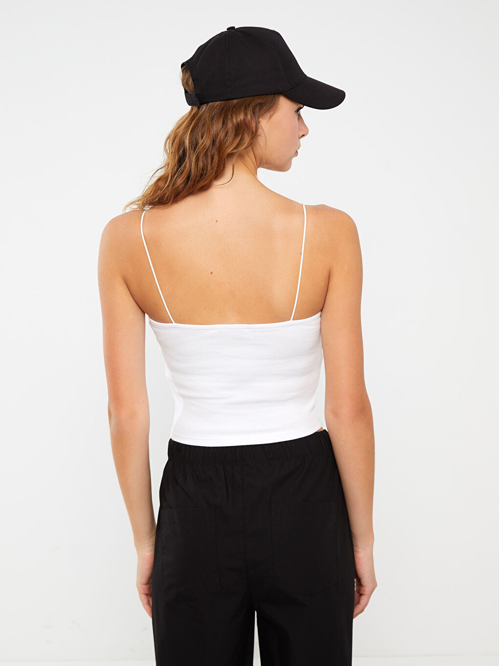 LCW Vision Square Collar Plain Strappy Women's Crop Top -S3FH30Z8-Q6K