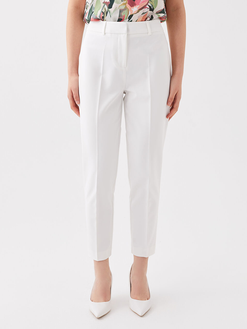 Pantaloni Crep Croială Morcov pentru Femei-2