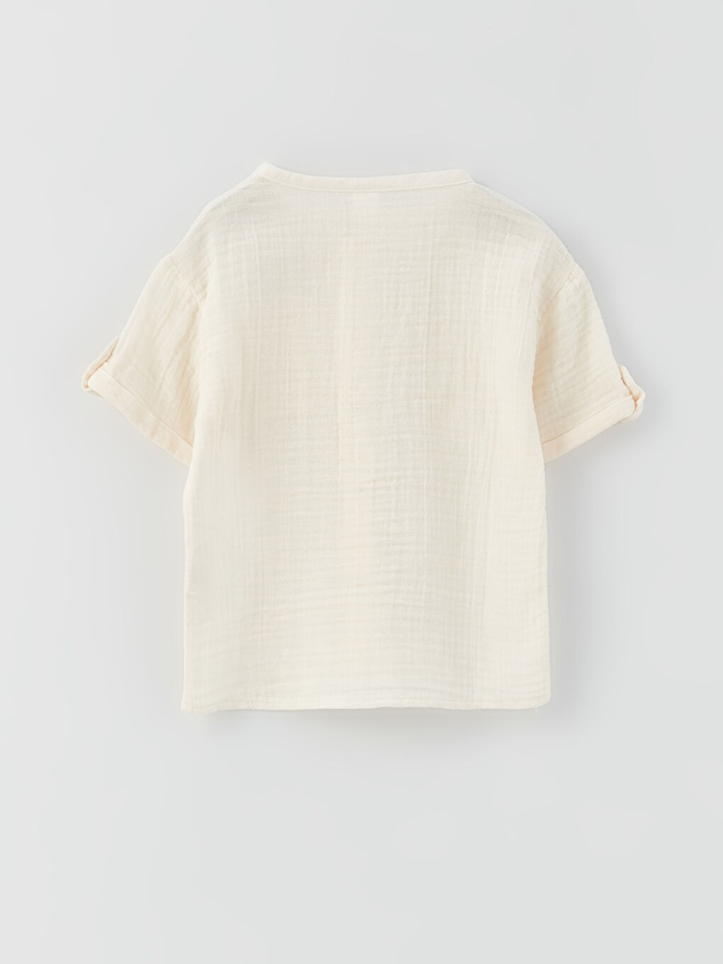 Ekru Hakim Yaka Kısa Kollu Basic Erkek Bebek Gömlek-3