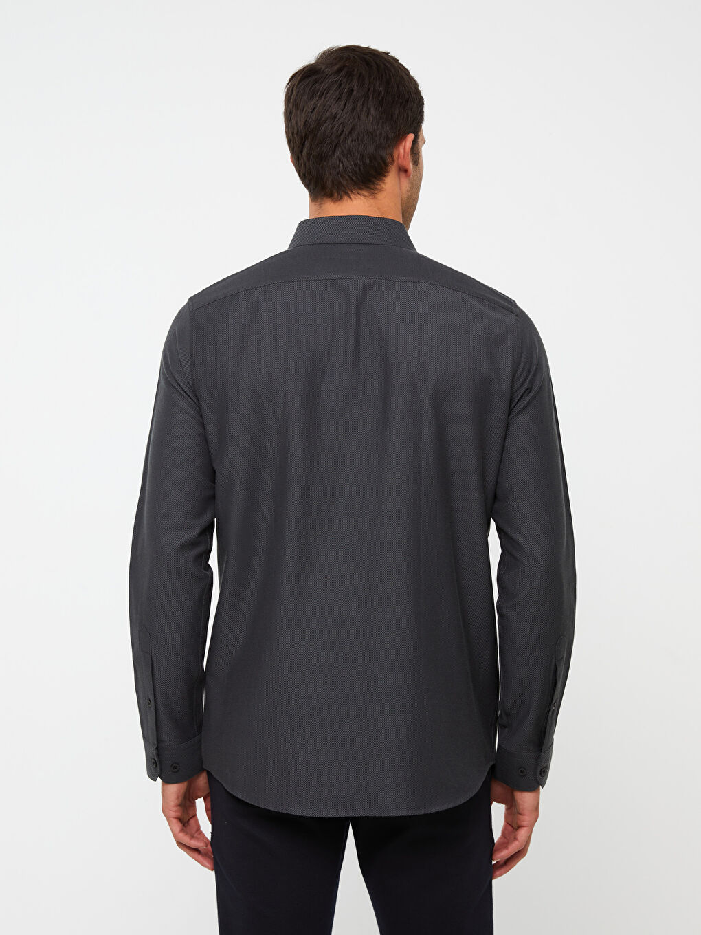 Siyah Slim Fit Uzun Kollu Erkek Gömlek-4