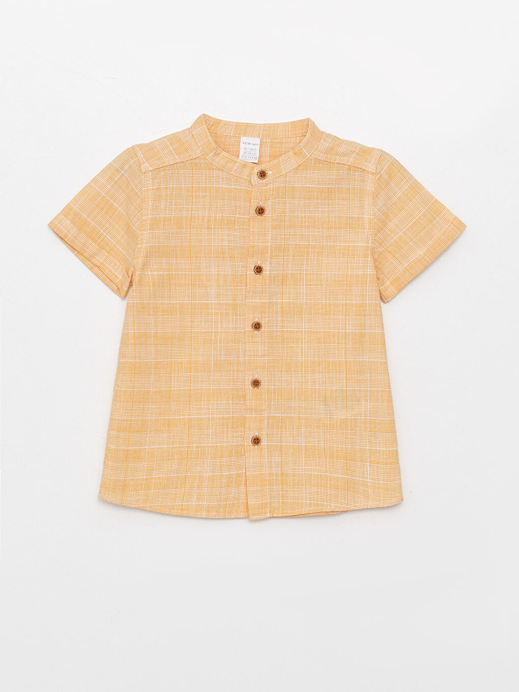 قميص بياقة مندرين كم قصير بنقشة للأولاد الرضع مع بنطلون - طقم من قطعتين-1