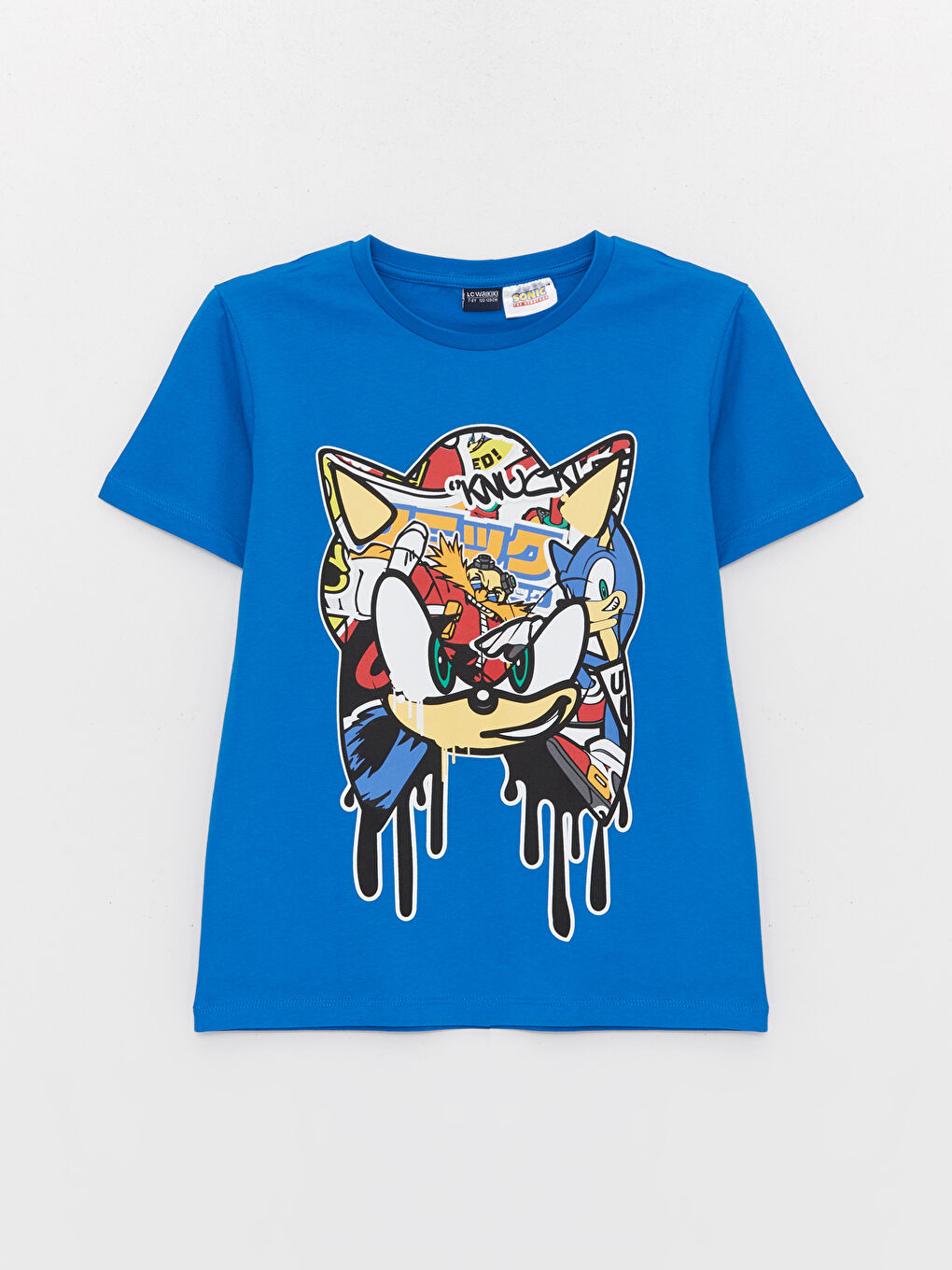 Комплект: Футболка и шорты для мальчиков Sonic с круглым вырезом и принтом, с короткими рукавами-1